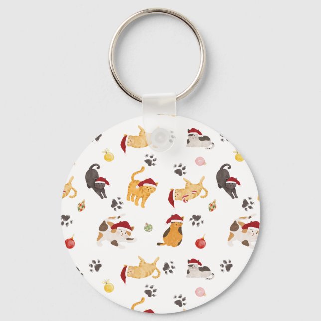 Porte-clés Motif de chat de vacances mignon (Recto)