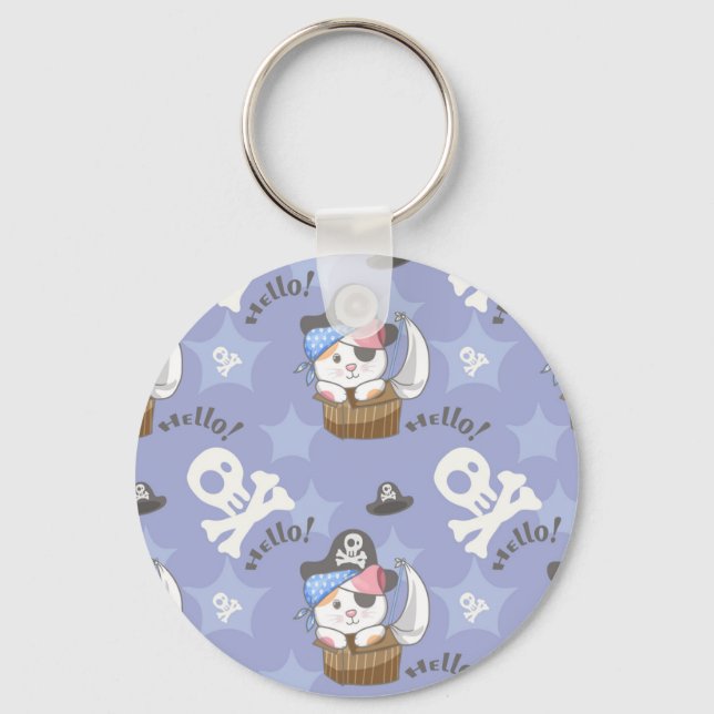 Porte-clés Motif de chaton pirate mignon (Recto)