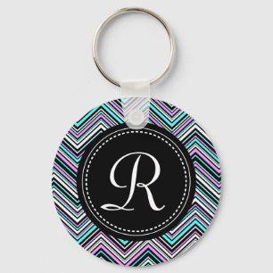 Porte-clés Motif de Chevron de tribu féminine monogramme