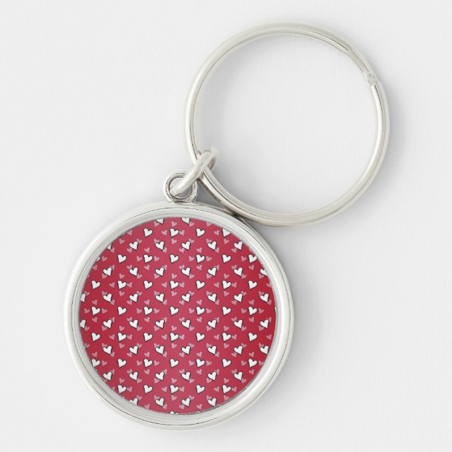 Porte-clés Motif de cœur rouge rose blanc (Devant)