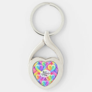 Porte-clés Motif de cœurs modernes colorés pour la Saint-Vale