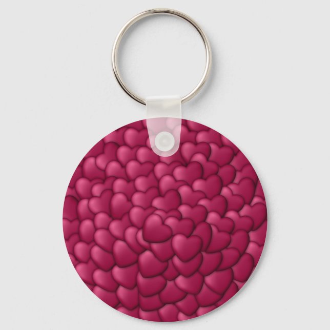 Porte-clés Motif de coeurs rouges 3D romantiques-32322 (Recto)