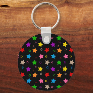 Porte-clés Motif de conception d'étoiles colorées noir