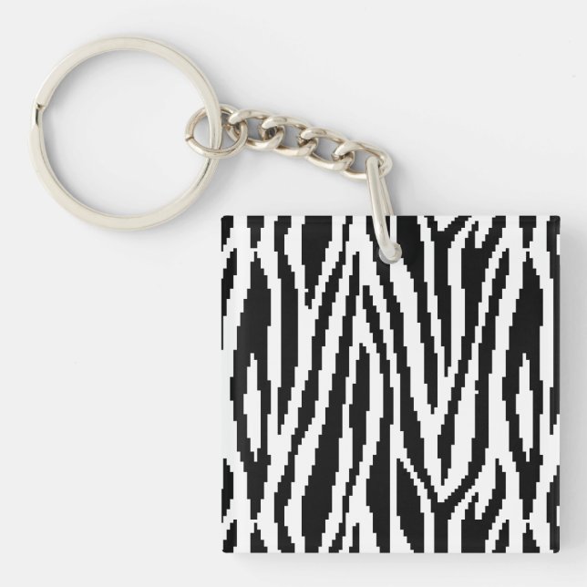 Porte-clés Motif de conception d'impression zèbre pixel 8 bit (Devant)
