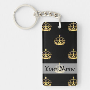 Porte-clés Motif de couronne noir et or