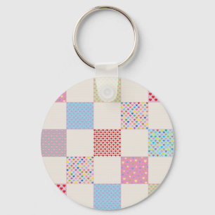 Porte-clés Motif de courtepointe de coeurs colorés