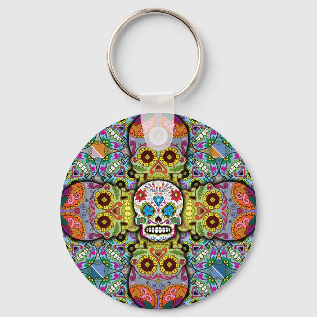 Porte-clés Motif de crânes de sucre (Recto)