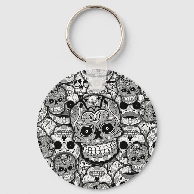 Porte-clés Motif de crânes de sucre (Recto)