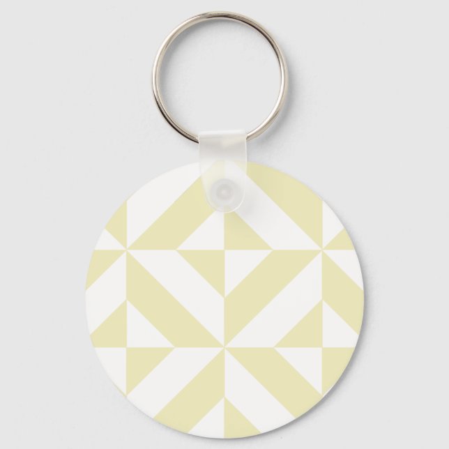 Porte-clés Motif de cube géométrique or pâle (Recto)