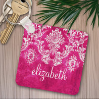 Motif de Damas de Grunge rose chaud Texte personna