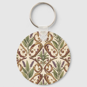 Porte-clés Motif de défilement or et lavande Romarin