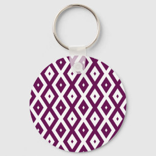 Porte-clés Motif de diamant blanc et violet de prune