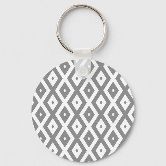 Porte-clés Motif de diamants gris et blanc (Recto)