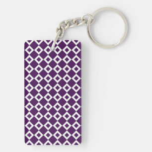 Porte-clés Motif de diamants violet et blanc
