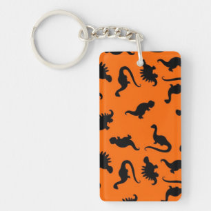 Porte-clés Motif de dinosaure mignon sur orange