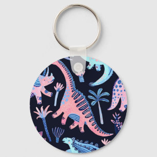 Porte-clés Motif de dinosaures de bande dessinée mignon.