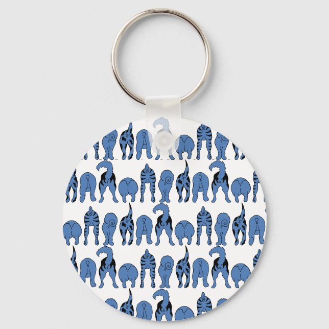 Porte-clés Motif de fesses de chien bleu (Recto)