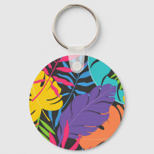 Porte-clés Motif de feuilles tropicales exotiques colorées-23