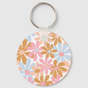Porte-clés Motif de fleur de marguerite pastel rétro