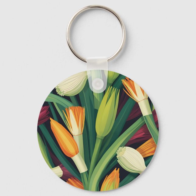 Porte-clés Motif de fleur d'oignon vibrant (Recto)