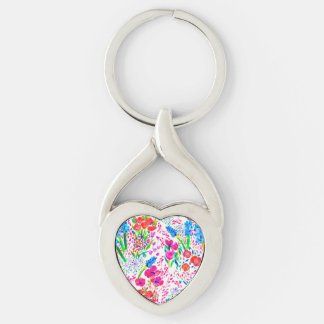 Porte-clés Motif de fleurs aquarelles colorées mignonnes