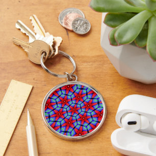 Porte-clés Motif de Fleurs de tissus rouges