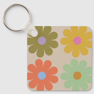 Porte-clés Motif de fleurs pastel vintage simple