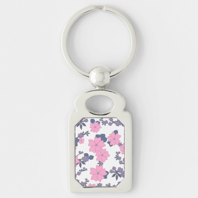 Porte-clés Motif DE FLEURS ROSE ET PURPLE (Devant)