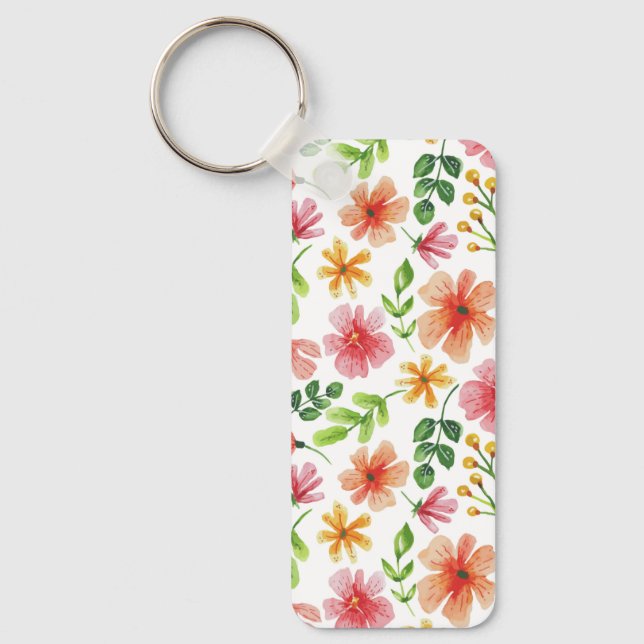 Porte-clés Motif de fleurs roses à l'aquarelle (Recto)