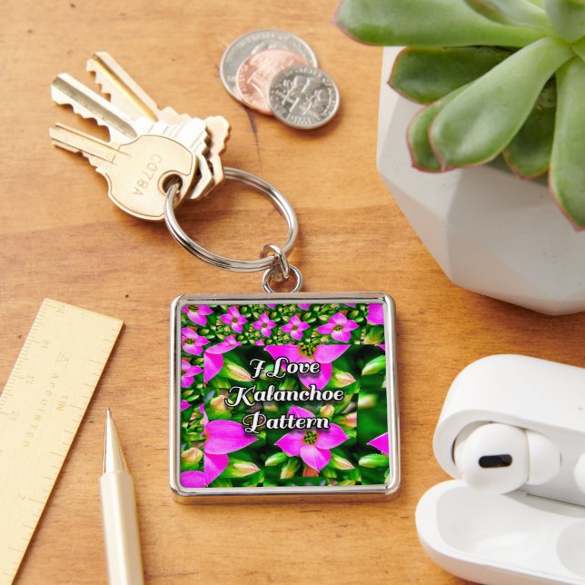 Porte-clés Motif de fleurs tropicales roses (Bureau)