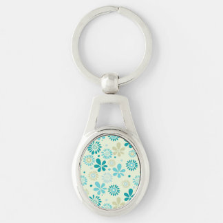 Porte-clés Motif de fleurs turquoise mignon d'abrégé sur bleu