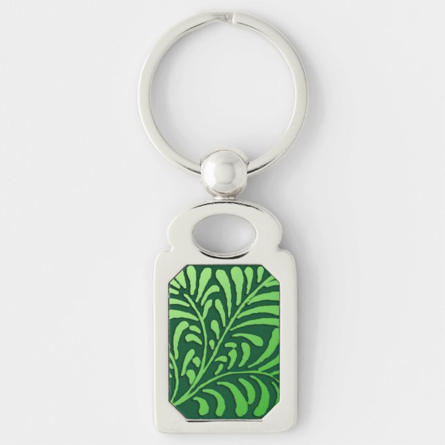 Porte-clés Motif de fougères Art déco - tons verts (Devant)