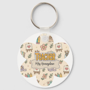 Porte-clés Motif de fournitures scolaires pour enseignant pas