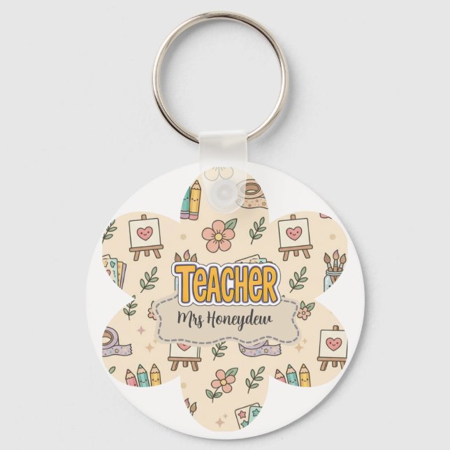 Porte-clés Motif de fournitures scolaires pour enseignant pas (Recto)