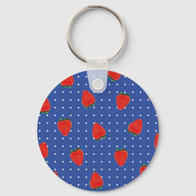 Porte-clés motif de fraise avec points (Recto)