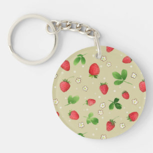 Porte-clés Motif de fraises d'aquarelle
