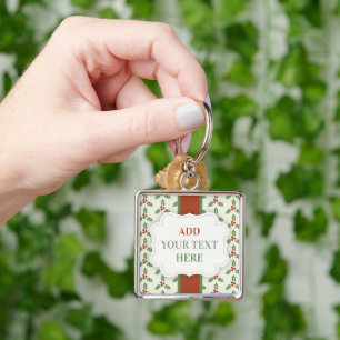 Porte-clés Motif de houx de Noël Houx vert Baies rouges