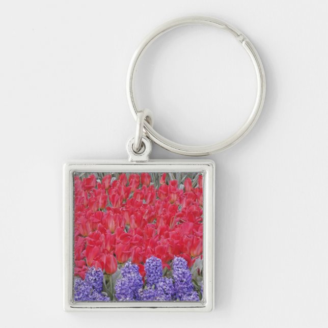 Porte-clés Motif de jacinthe, tulipes et jonquilles, (Devant)