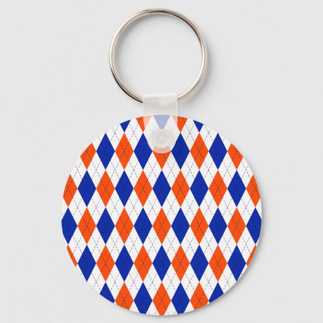 Porte-clés Motif de Jacquard Diamond Orange et Blue Preppy (Recto)