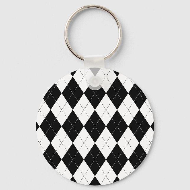 Porte-clés Motif de Jacquard géométrique noir blanc (Recto)