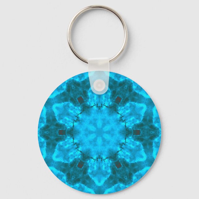 Porte-clés Motif de kaléidoscope bleu glace givrée (Recto)