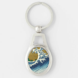Porte-clés Motif de la Grande Vague de Hokusai : Art Ukiyo-e