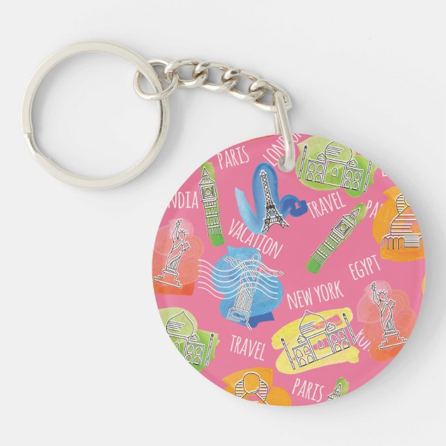Porte-clés Motif de lieux de voyage (Devant)