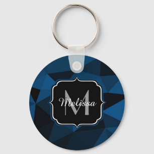 Porte-clés Motif de maillage géométrique noir bleu foncé
