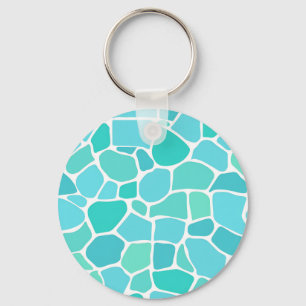Porte-clés Motif de mosaïque en verre de mer turquoise aqua