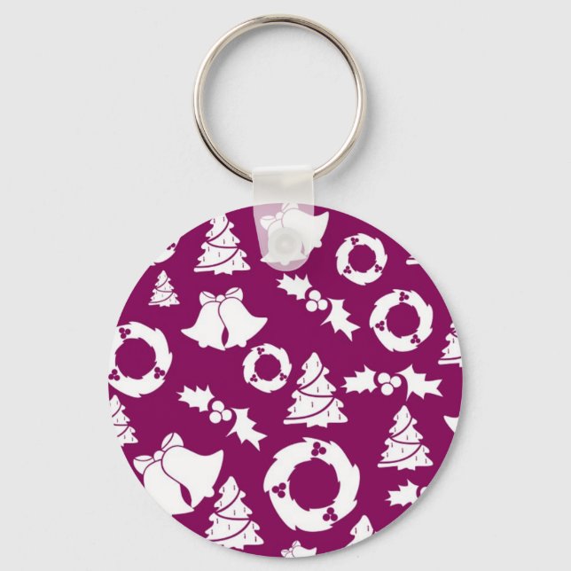 Porte-clés Motif de Noël pourpre (Recto)