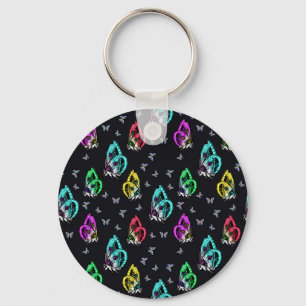 Porte-clés Motif de papillon noir coloré