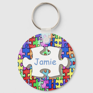 Porte-clés Motif de pièce de puzzle personnalisé coloré