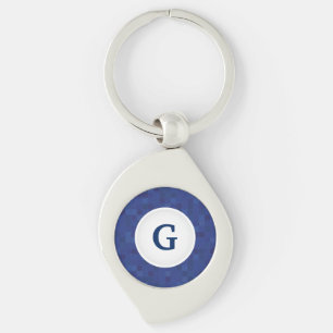 Porte-clés Motif de pixel en mosaïque bleue monogramme person