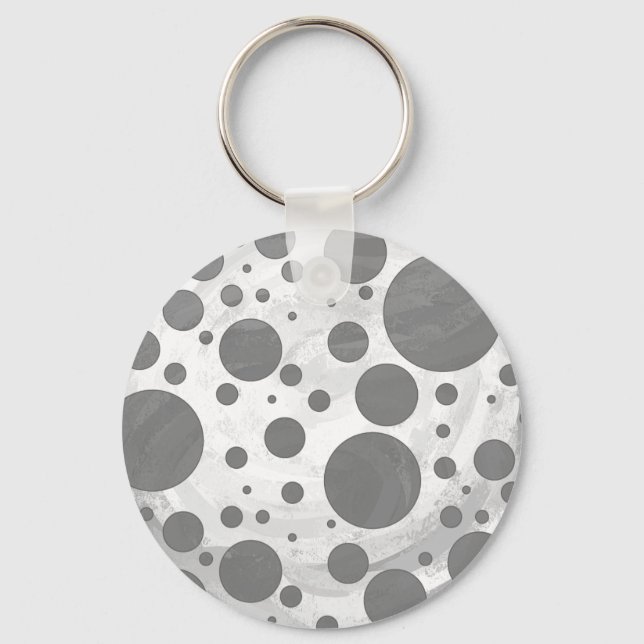 Porte-clés Motif de points Polka gris ardoise (Recto)